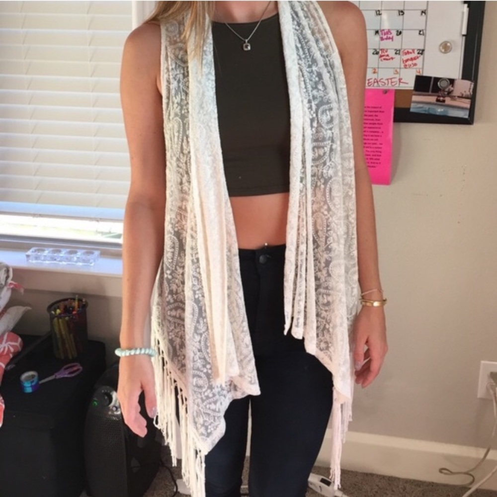 Lf lace millau fringe vest